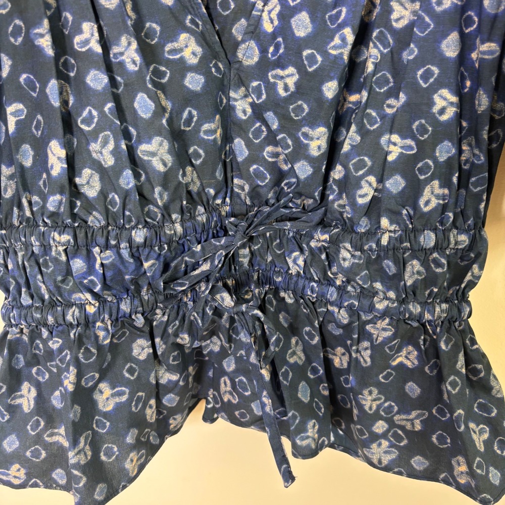 Ulla Johnson Womens Blouse Sz 2 Blue Puff Sleeve Cotton Shirt Cottagecore - Picture 4 of 10